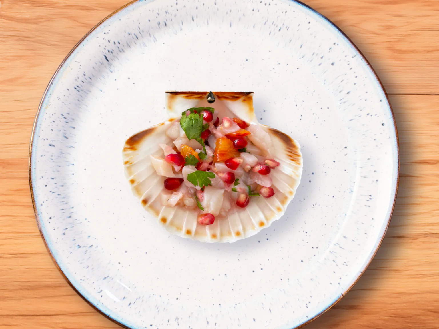 Tartare de Saint-Jacques aux fruits : mangue et grenade