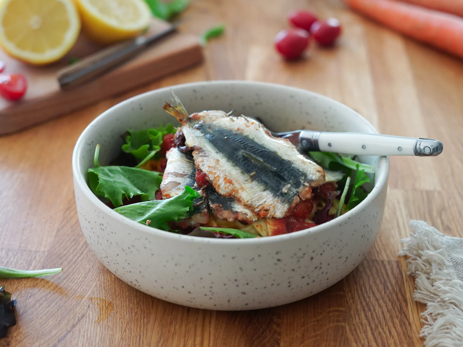 Pépites de Noisette nous offres de nouveau une recette haute en couleurs où Terre et Mer se rencontre. 