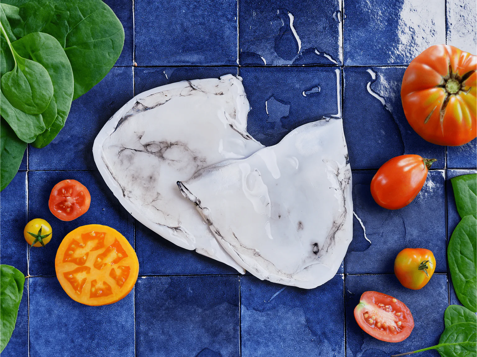 Seiche à la sauce tomate et épinards (ou bettes maritimes)