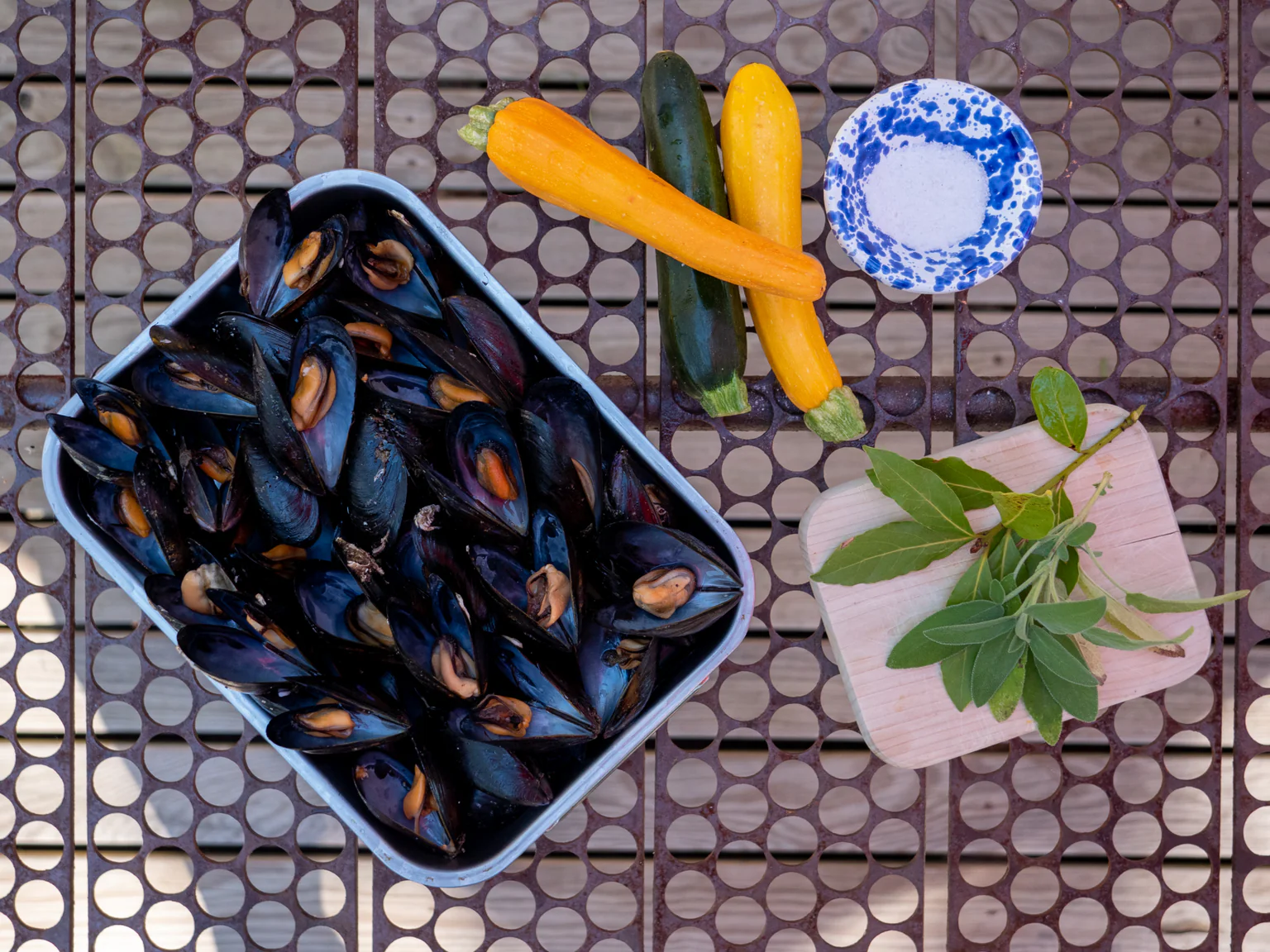 Recette de moules et son duo de courgettes 